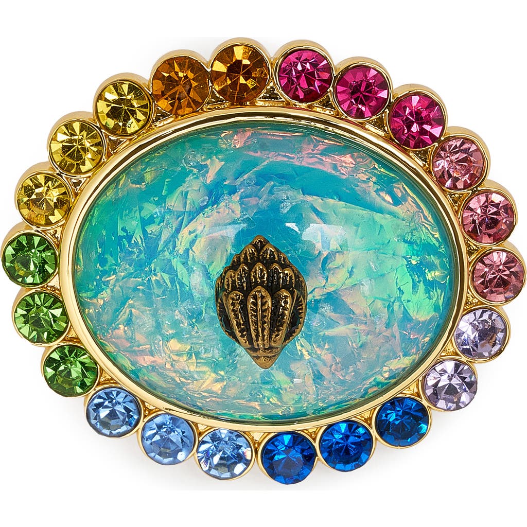 Kurt Geiger London Rainbow Crystal Brooch In Multi