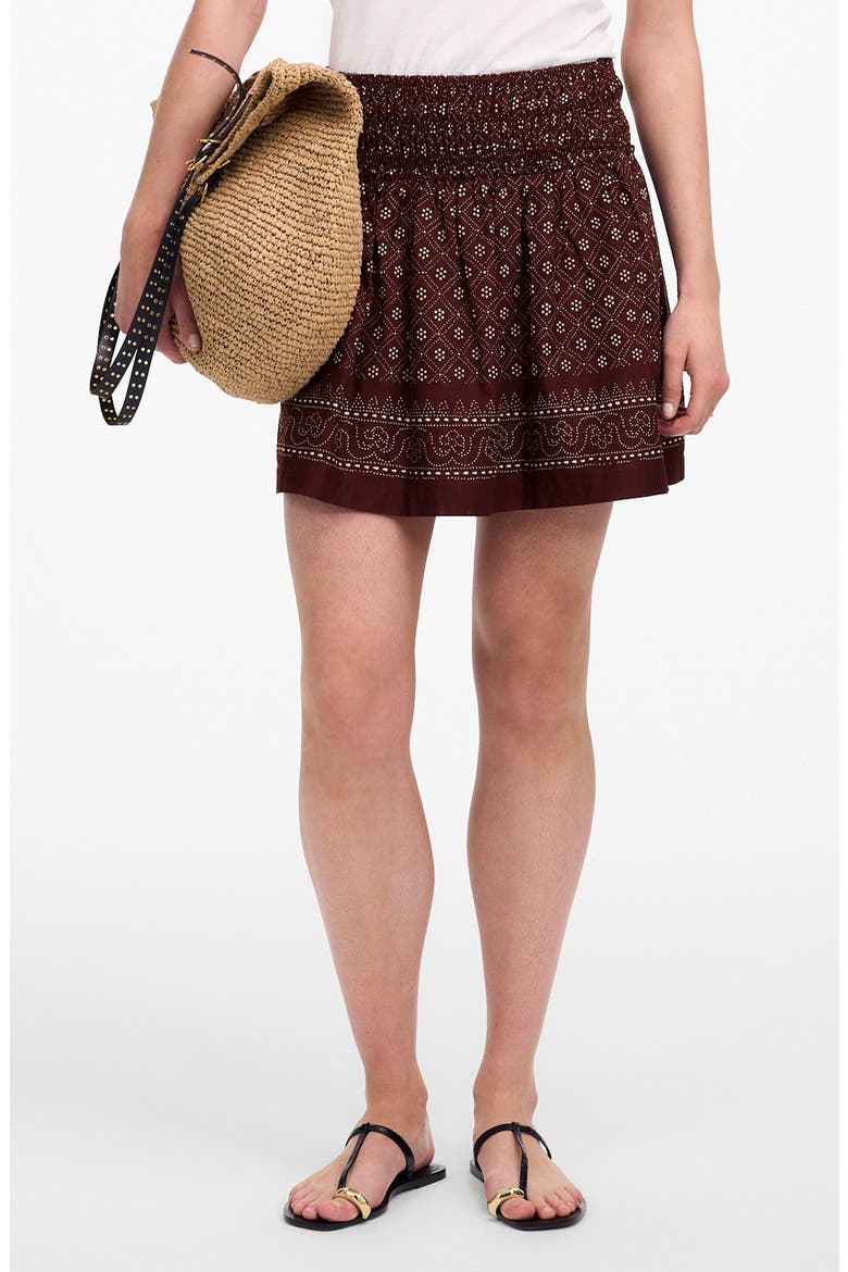 Paisley Ruffle Cotton Voile Miniskirt, Main, color, DUSTY PLUM