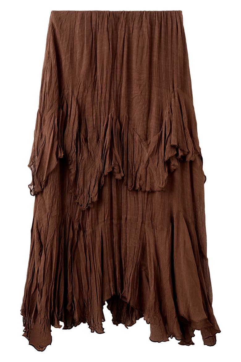 Ruffled Chiffon Maxi Skirt, Main, color, BROWN