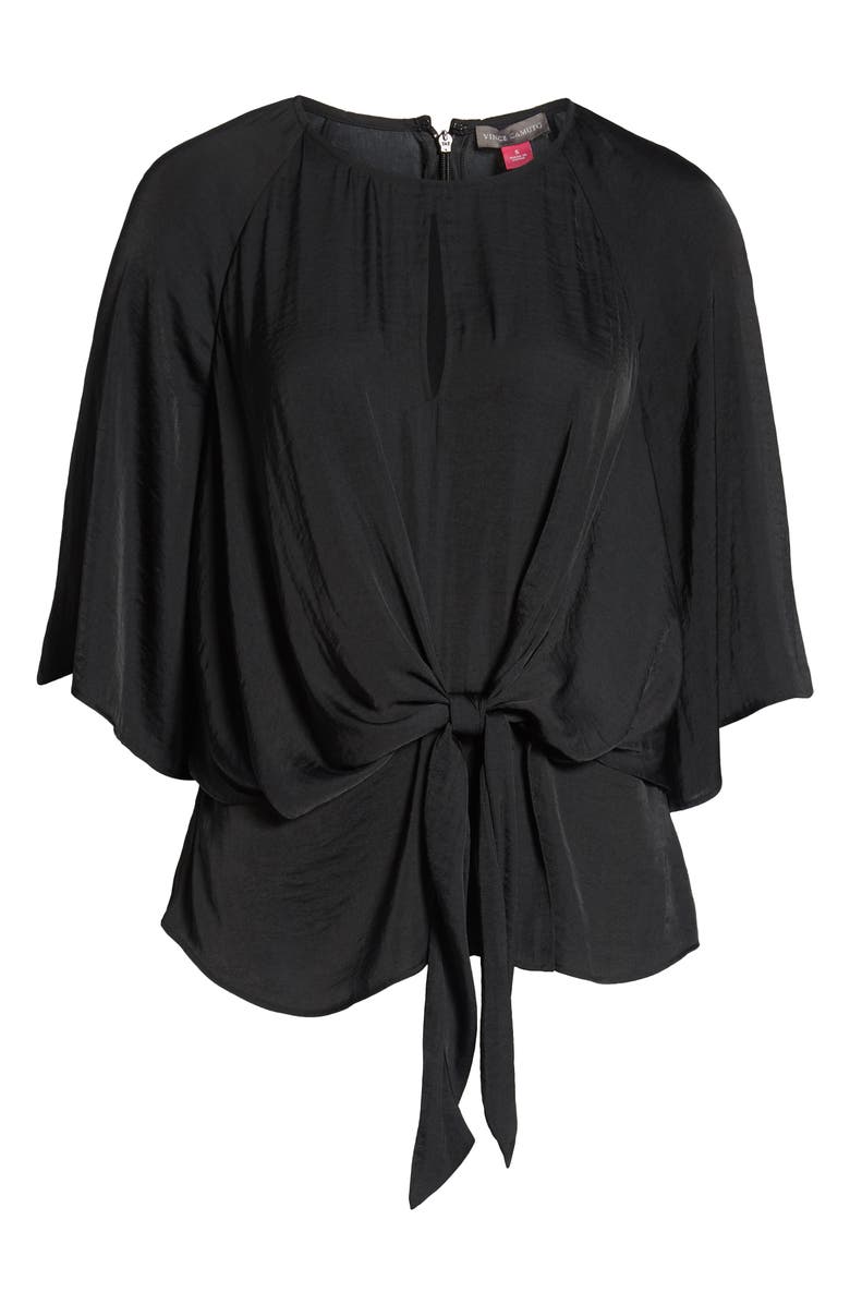 Vince Camuto Bell Sleeve Tie Waist Hammered Satin Blouse, Alternate, color,