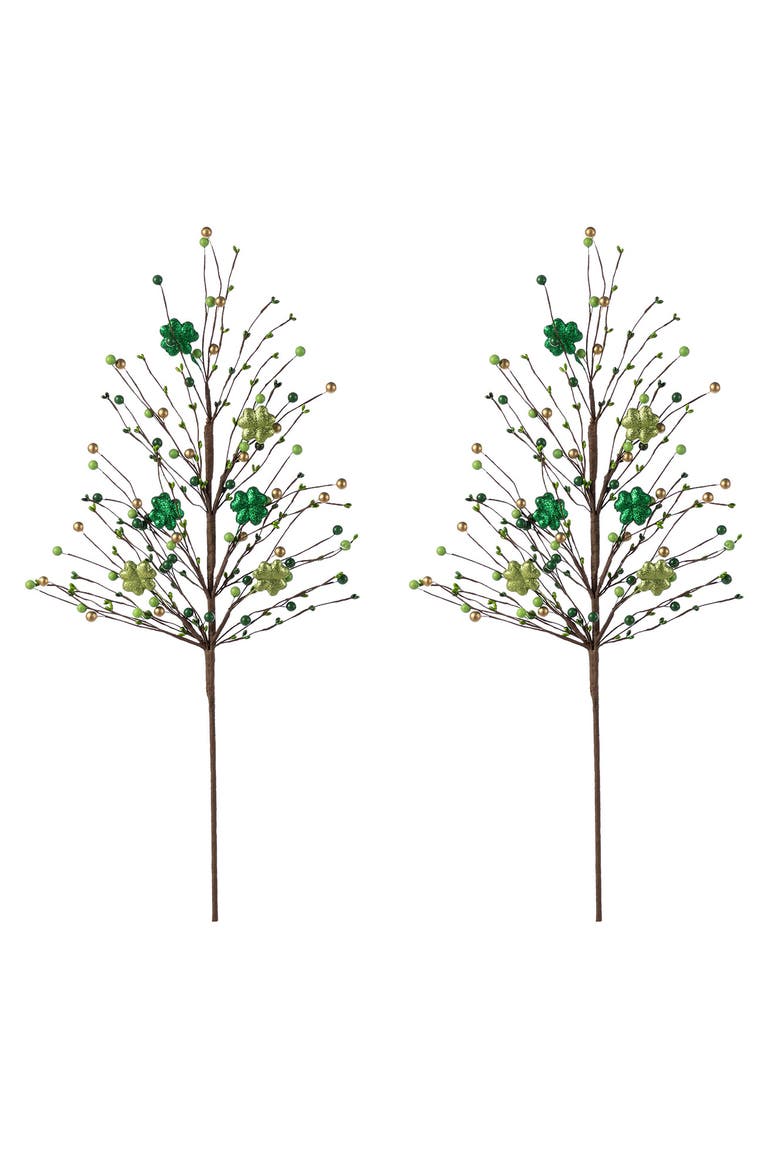 Set of 2 St. Patrick's Berry & Shamrock Picks, Main, color, Green