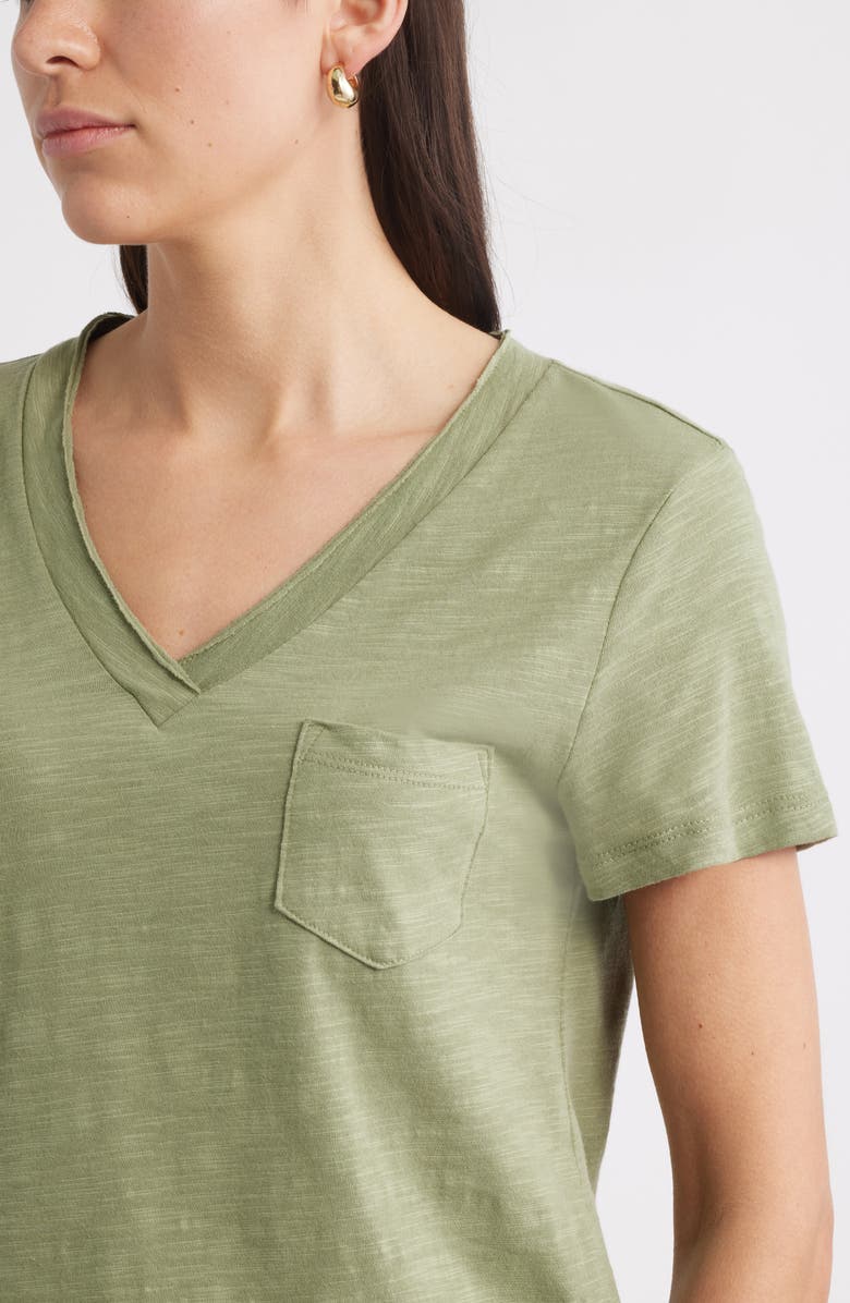 Caslon<sup>®</sup> Cotton & Modal V-Neck T-Shirt, Alternate, color, Olive Acorn