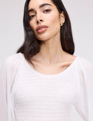 Finery London Jennie Shirred Long Sleeve Cotton Top
