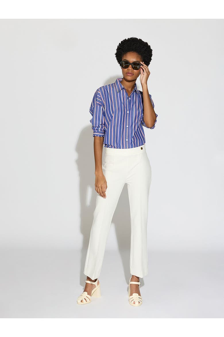 Lola High Density Crepe Stretch Cropped Flare Trouser, Alternate, color, White