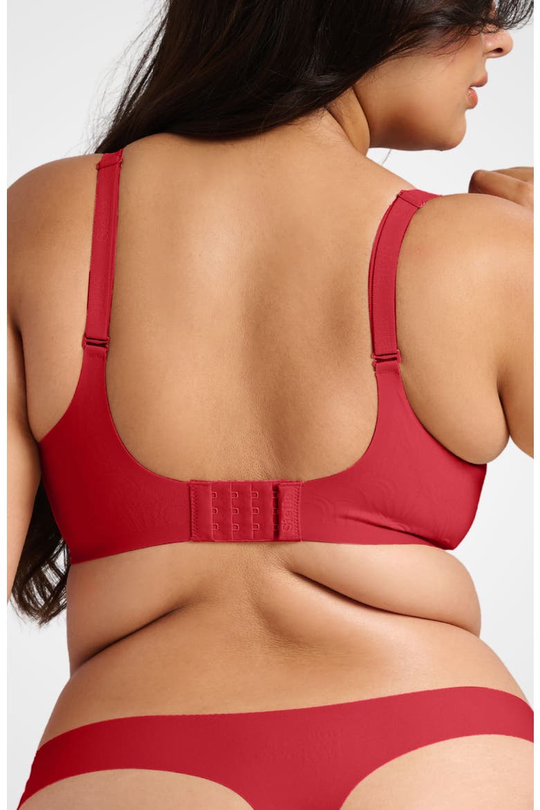 No-Show V-Neck Bra, Alternate, color, Red