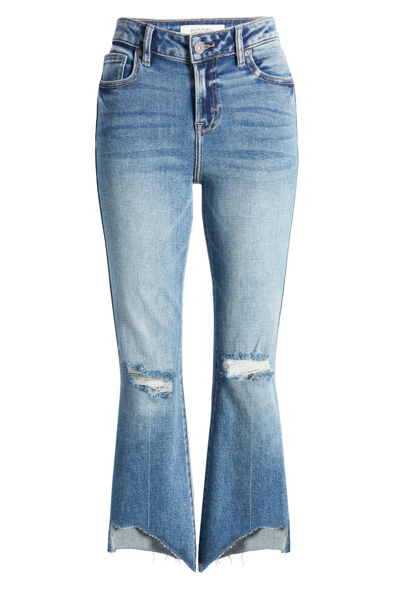 Happi Ripped Step Hem Crop Flare Jeans, Alternate, color, VINTAGE