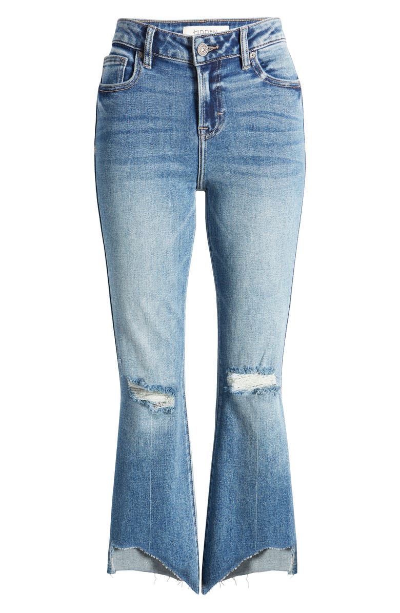 HIDDEN JEANS Happi Ripped Step Hem Crop Flare Jeans, Alternate, color, Vintage