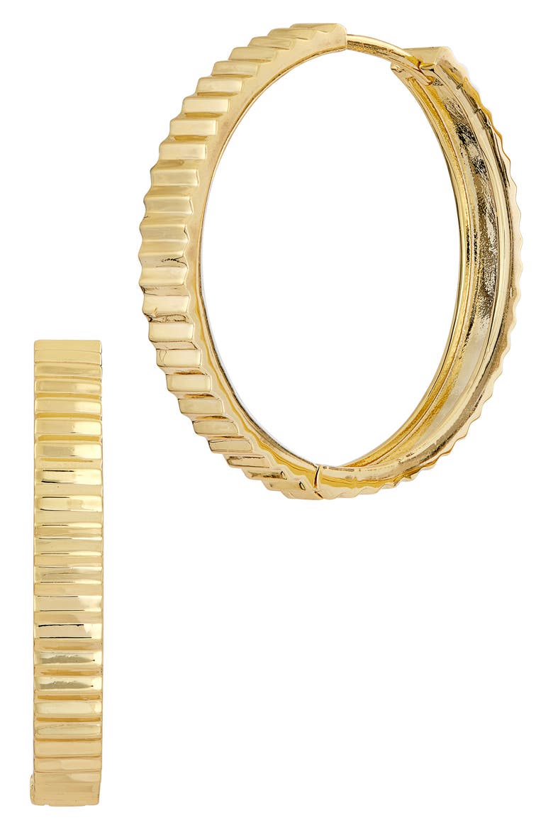 Ribbed Hoop Earrings, Main, color, YELLOW