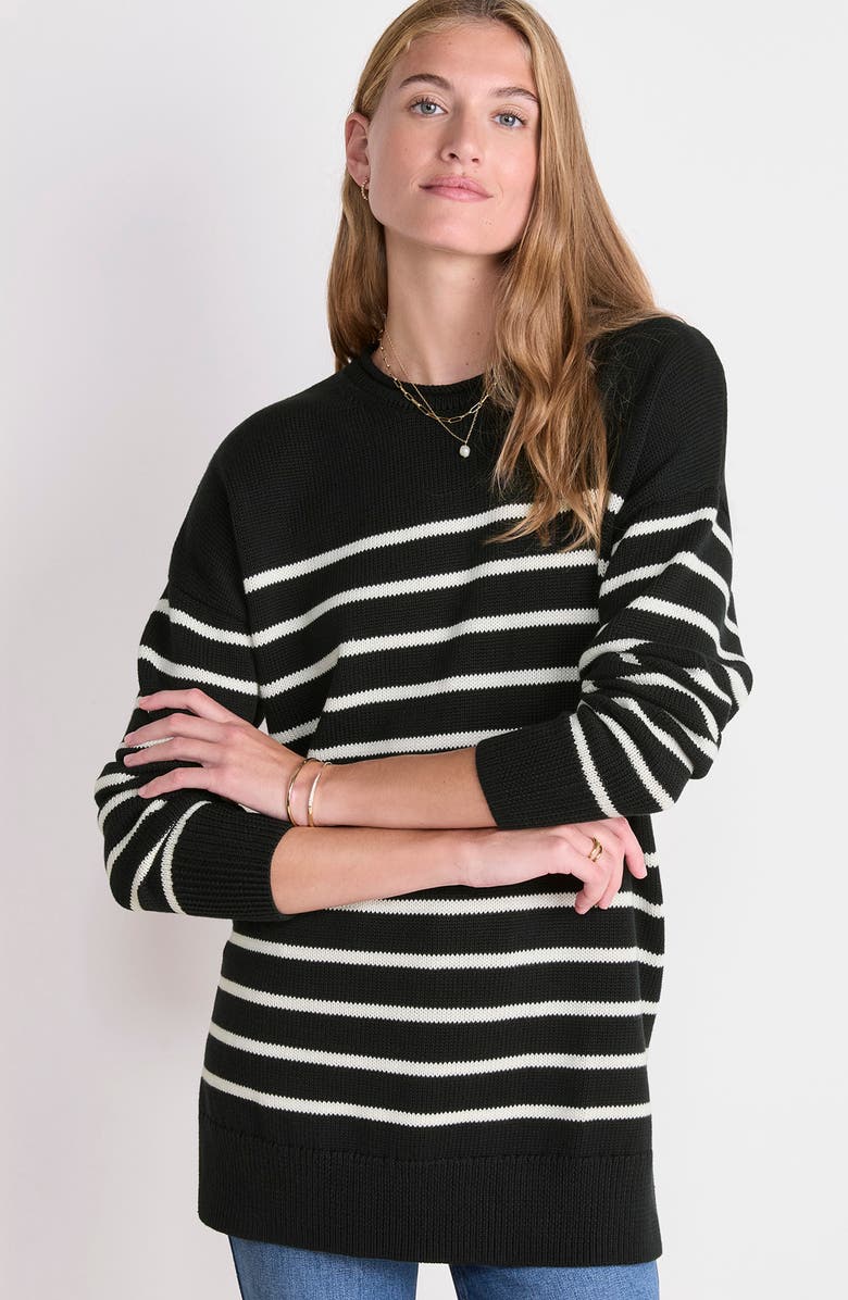 vineyard vines Crewneck Cotton Sweater, Alternate, color, Jamie Stripe Black