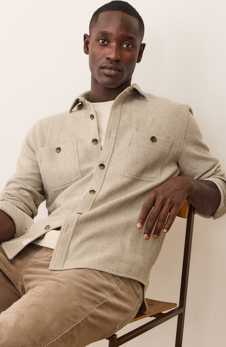 Marine Layer Pacifica Herringbone Stretch Twill Overshirt, Alternate, color, 