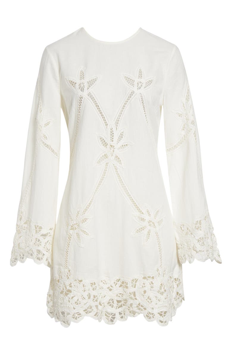 Veronica Beard Amberg Cotton & Linen Eylet Minidress, Alternate, color, Dove