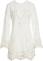 Veronica Beard Amberg Cotton & Linen Eylet Minidress