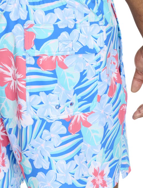 Vineyard Vines Big & Tall Floral Print Chappy Swim Trunks In Tide Blue
