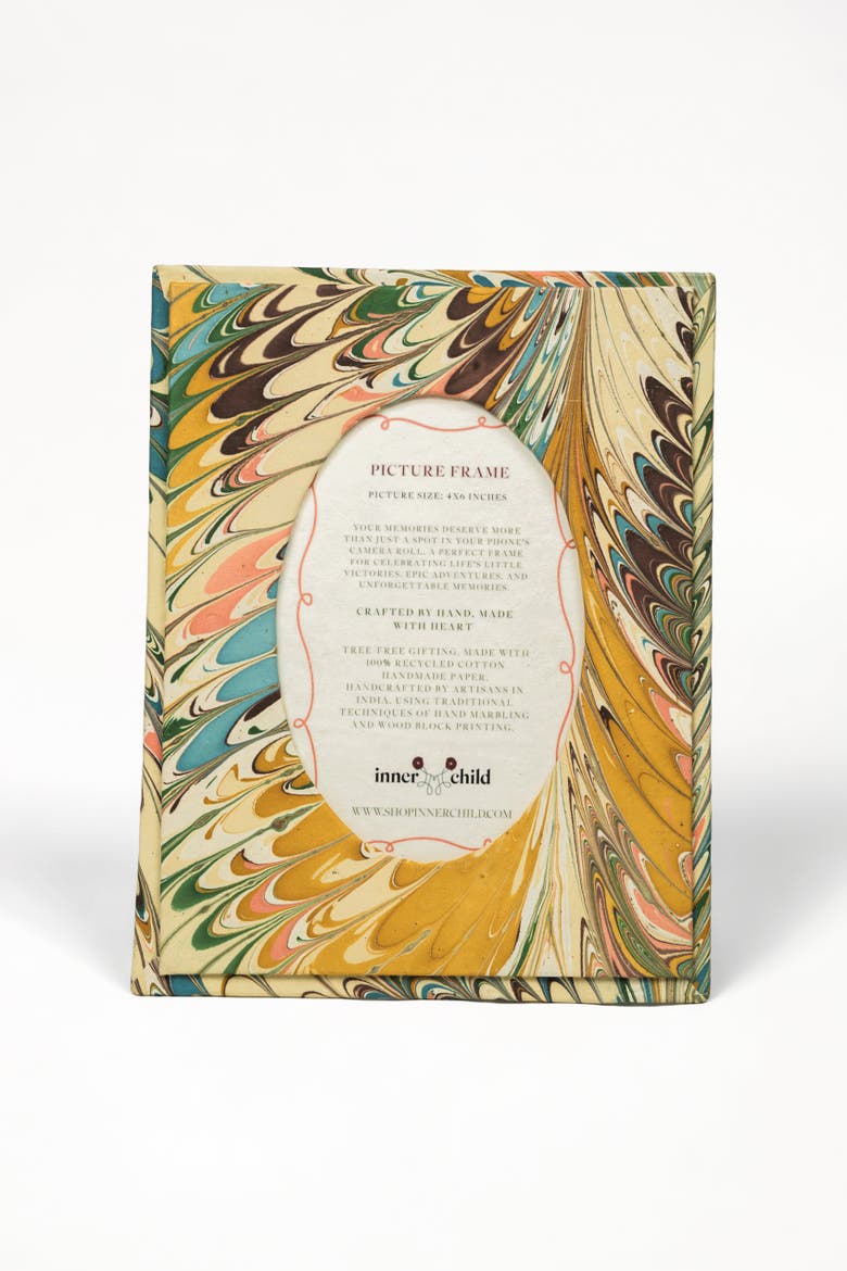Hand-Marbled Flatiron Feathers Picture Frame with Oval Opening - 4x6, Alternate, color, Marble