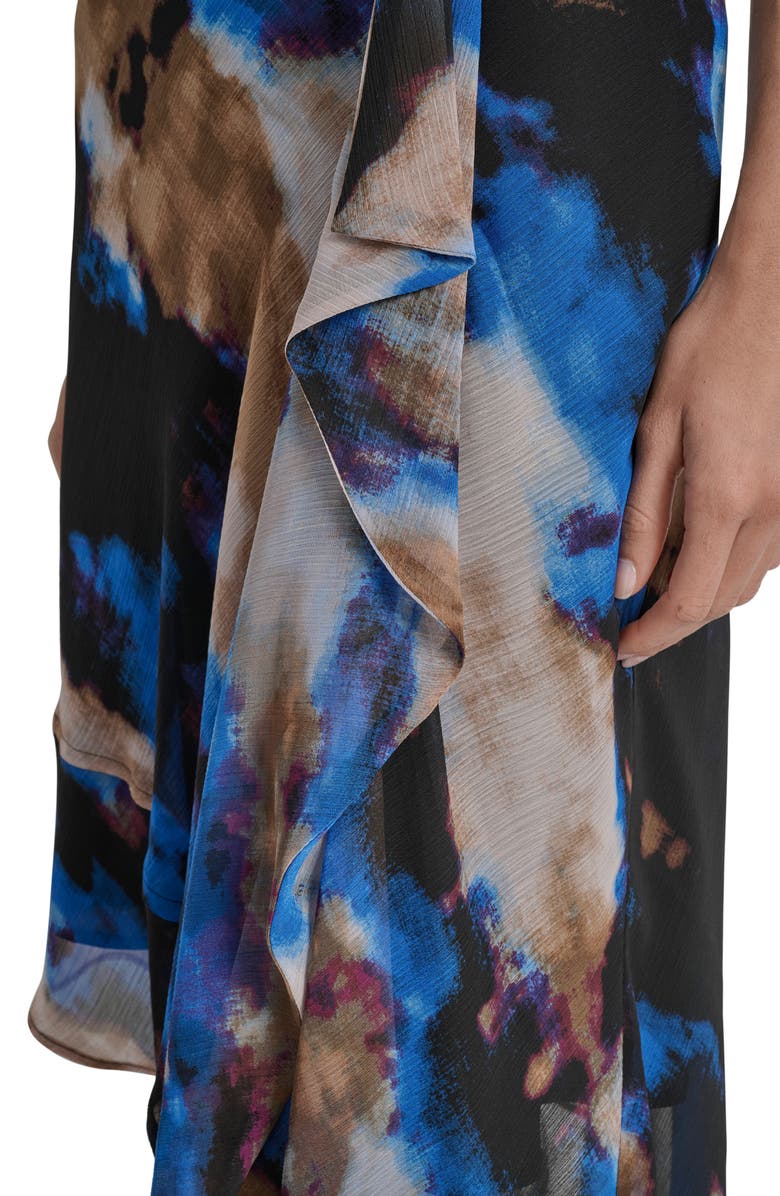 DKNY Sleeveless Asymmetric Midi Dress, Alternate, color, Clouded Indigo