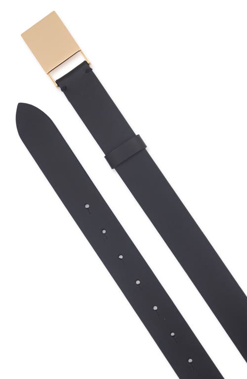 Vince Plaque Leather Belt In Black