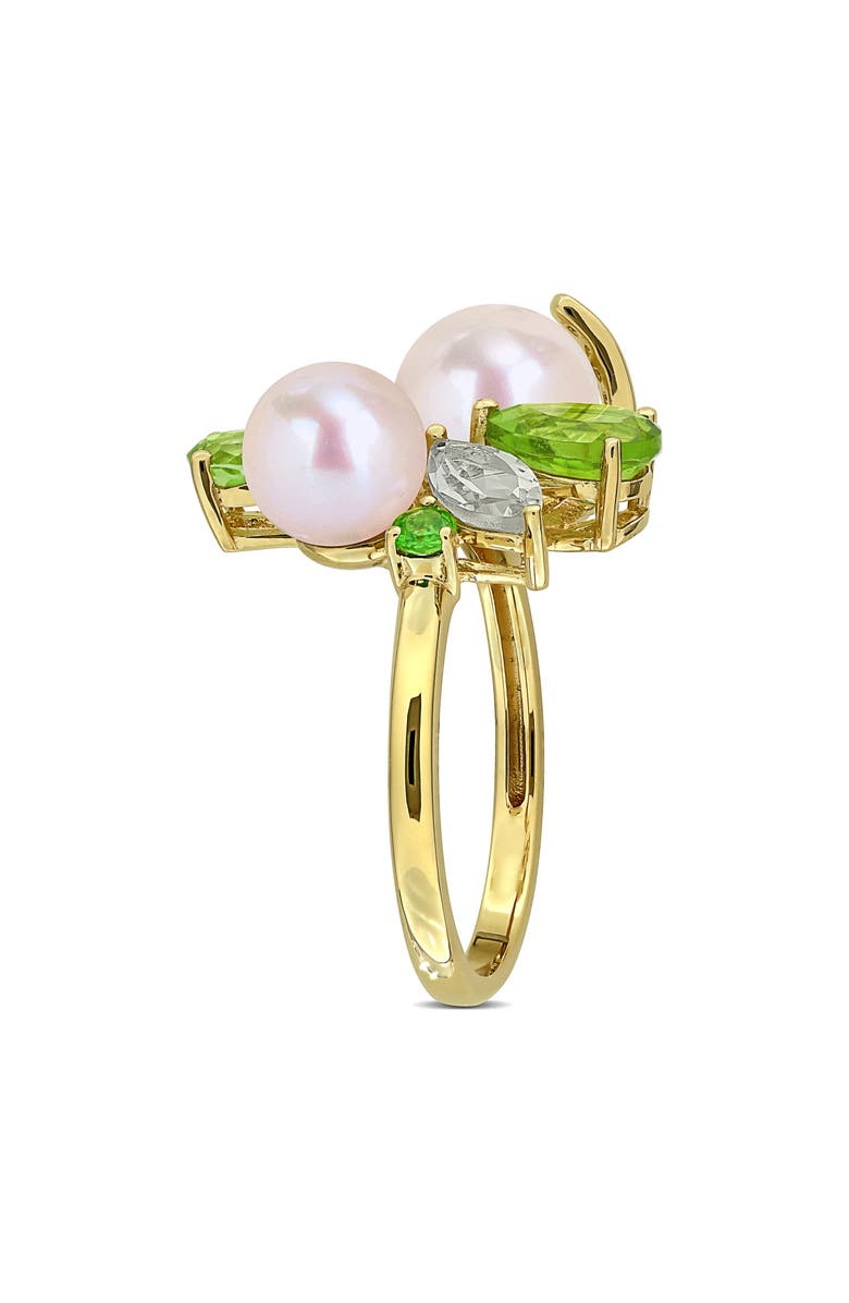 DELMAR Pearl & Gemstone Cluster Ring, Alternate, color, Green