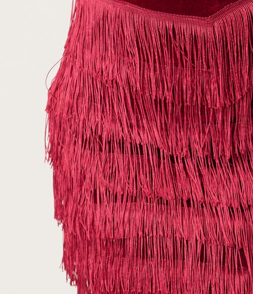 Unique Vintage Plus Size Chevron Fringe Pencil Dress In Burgundy