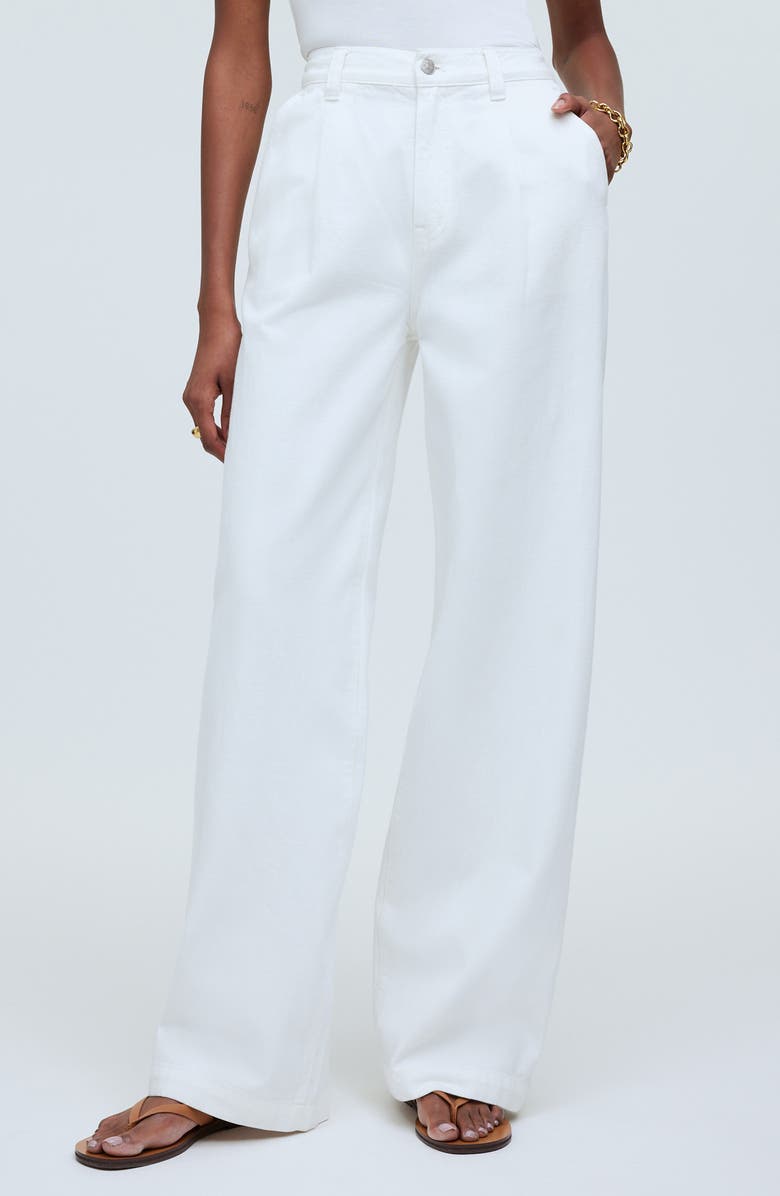 Madewell The Harlow High Waist Wide Leg Jeans, Main, color, Tile White