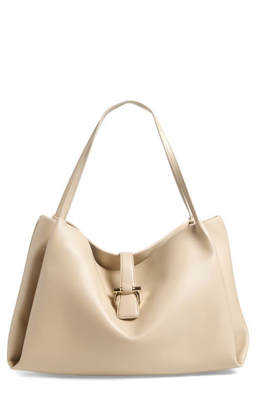 Ferragamo Large New Line Tote In Stone