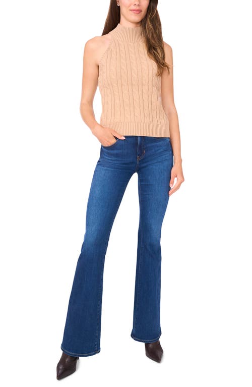 Halogenr Halogen(r) Turtleneck Cable Stitch Cotton Sweater Tank In Brown