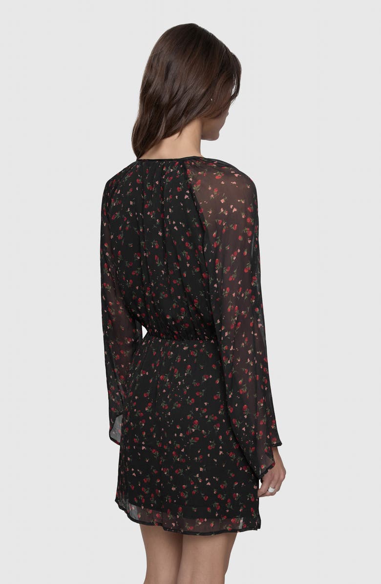 Rebecca Minkoff Tamara Rose Print Long Sleeve Minidress, Alternate, color, 
