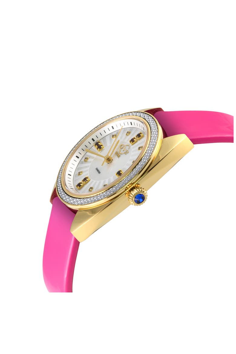 Palermo Diamond Leather Strap Watch, 35mm - 0.04ct., Alternate, color, PINK