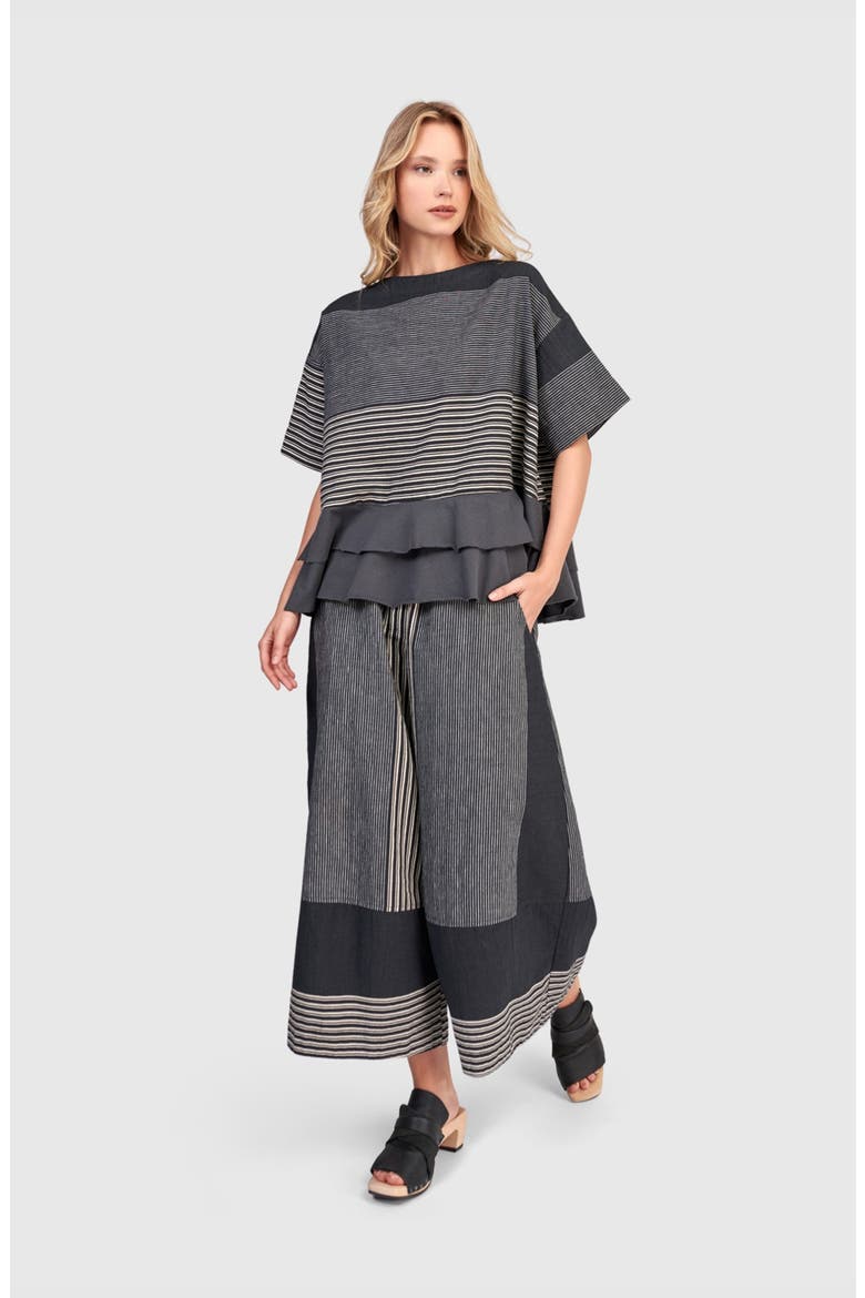 Sandbar Ruffle Top, Alternate, color, Slate Stripes