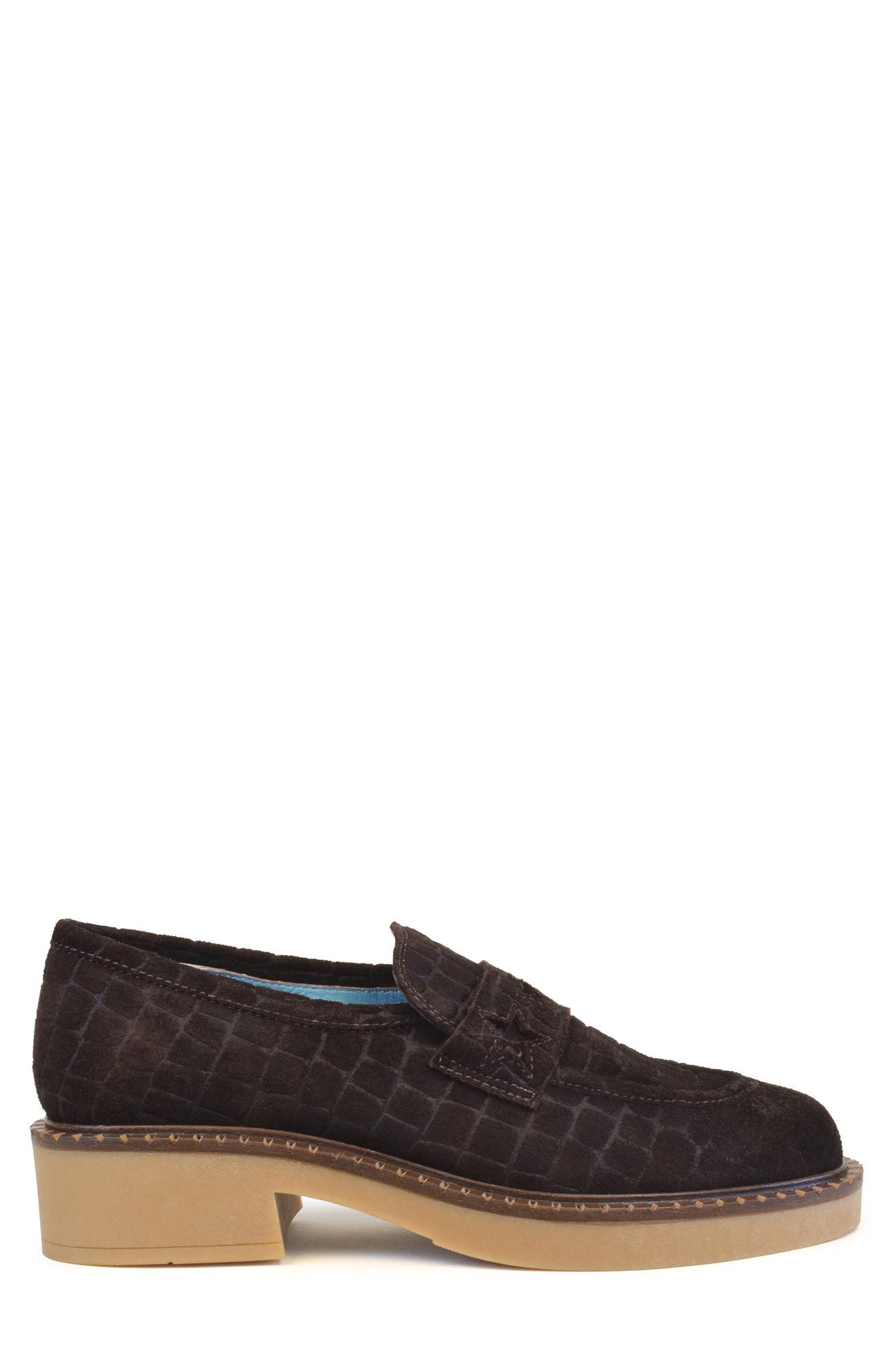 Valentina Rangoni Rina Croc Embossed Suede Penny Loafer, Alternate, color, 