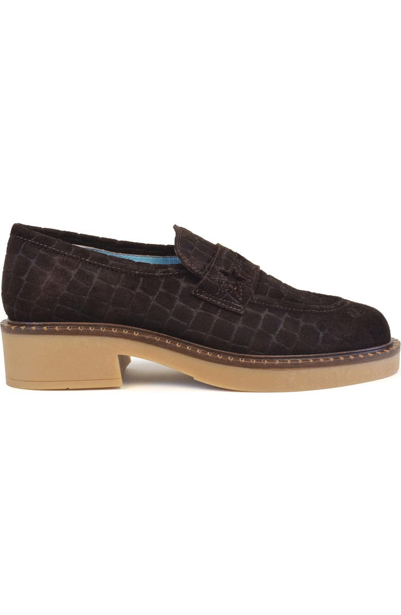 Valentina Rangoni Rina Croc Embossed Suede Penny Loafer, Alternate, color,