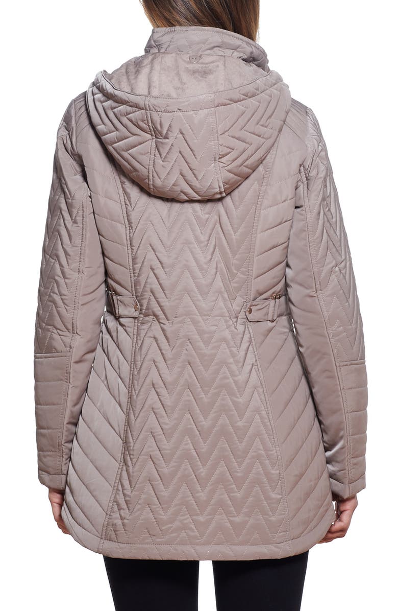 Gallery Hooded Quilted Jacket, Alternate, color, Taupe Grey