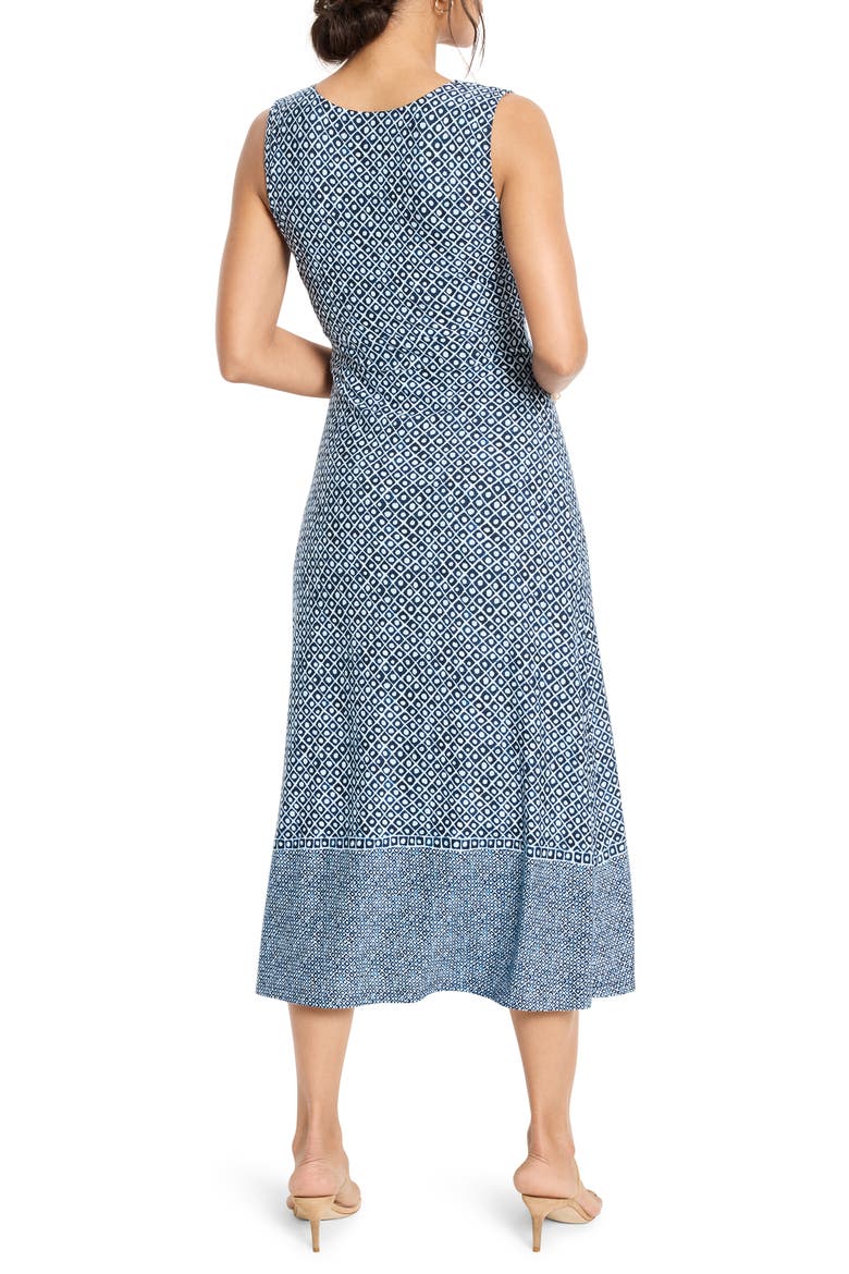 Ella Coastal Geo Print Fit & Flare Midi Dress, Alternate, color, BLUE MULTI