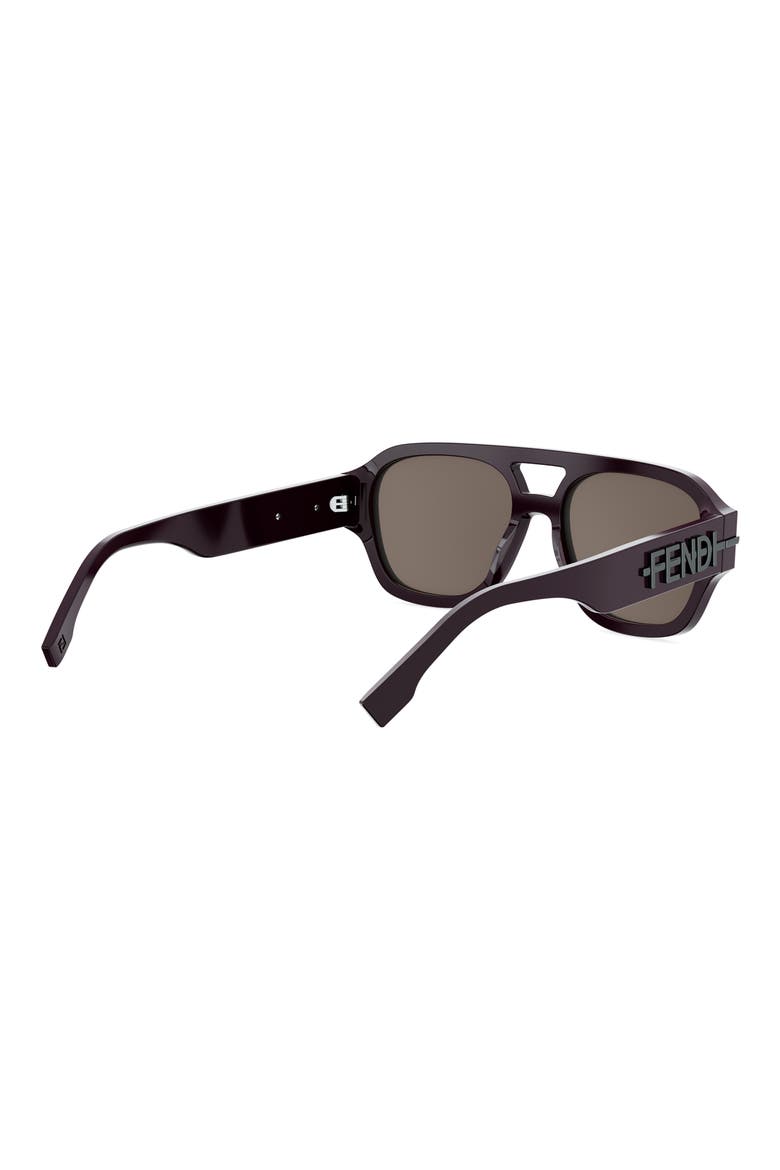 'Fendigraphy 55mm Geometric Sunglasses, Alternate, color, SHINY BORDEAUX / BROWN