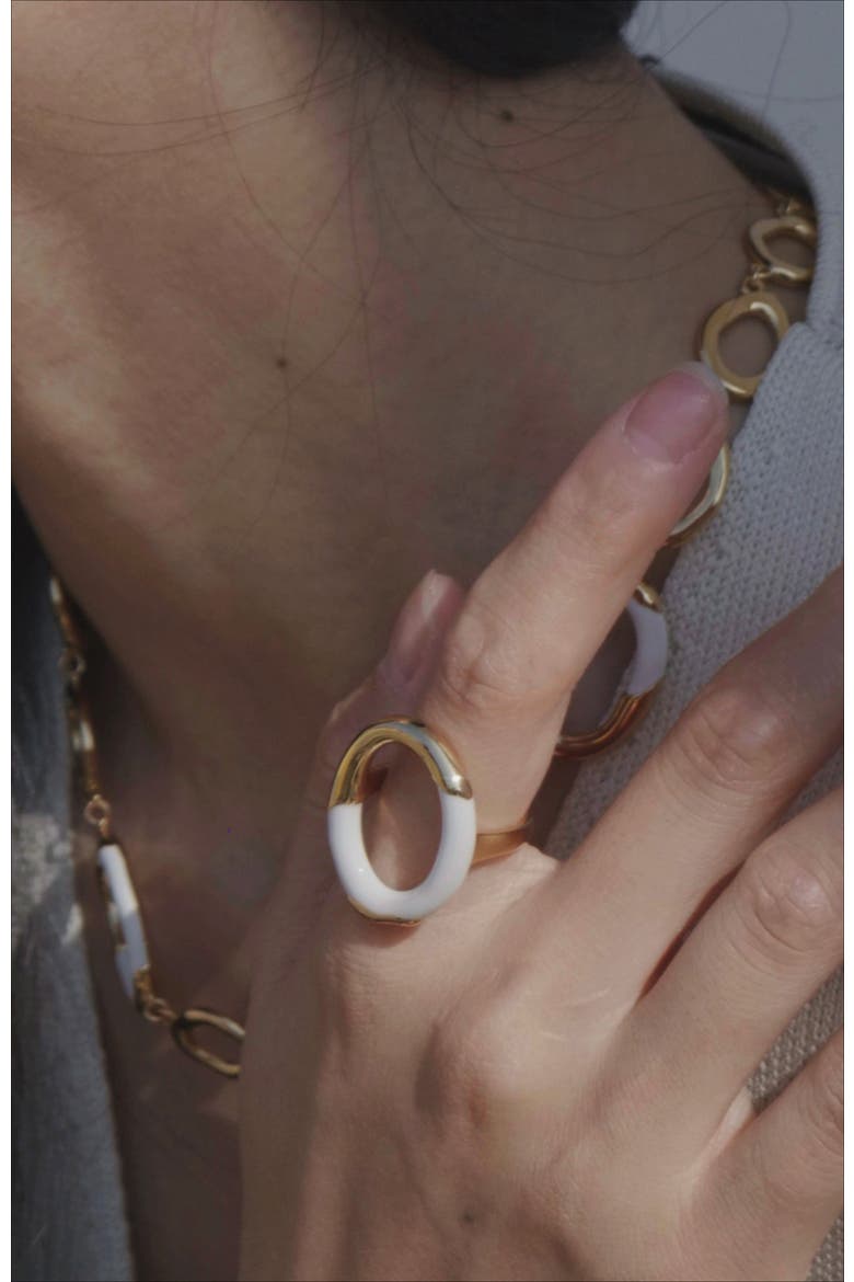 Time Ripples Round Ring, Alternate, color, White & Gold
