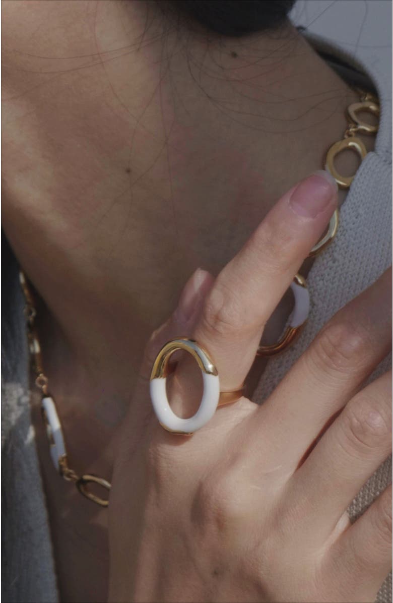 RC RETRO CHIC Time Ripples Round Ring, Alternate, color, White & Gold