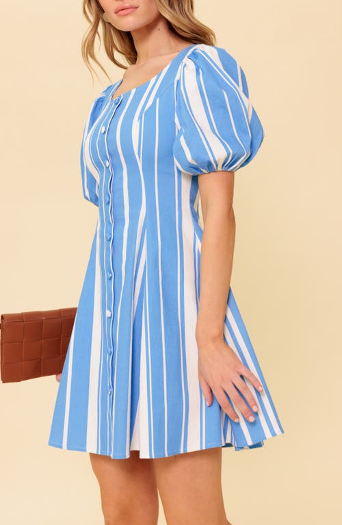 Flying Tomato Stripe Puff Sleeve Fit & Flare Minidress