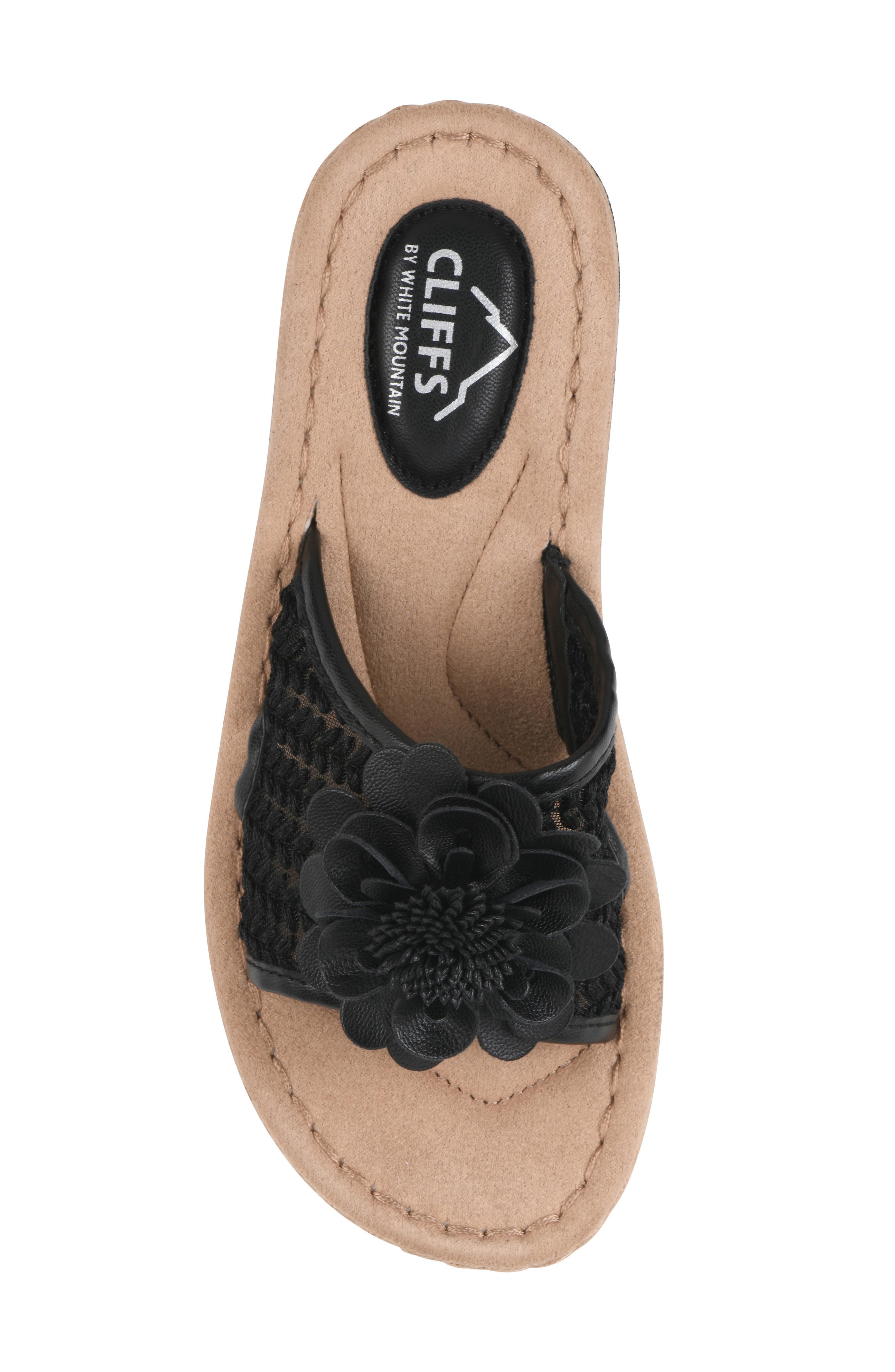 CLIFFS BY WHITE MOUNTAIN Chill 2 Wedge Slide Sandal - Wide Width Available, Alternate, color, Black/ Fabric
