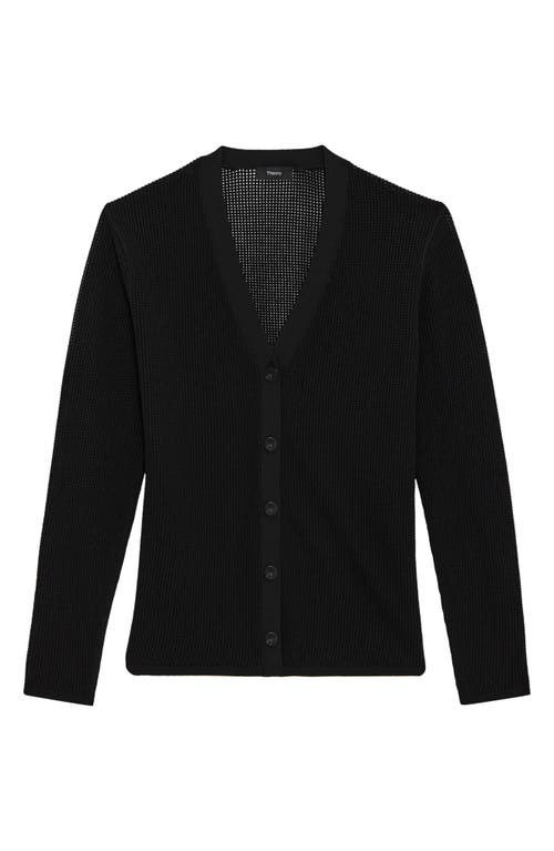 Theory Pointelle V-neck Cardigan In Black
