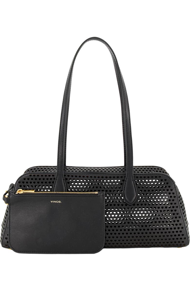 Vince Athene Perforated Leather East/West Shoulder Bag, Main, color, Black