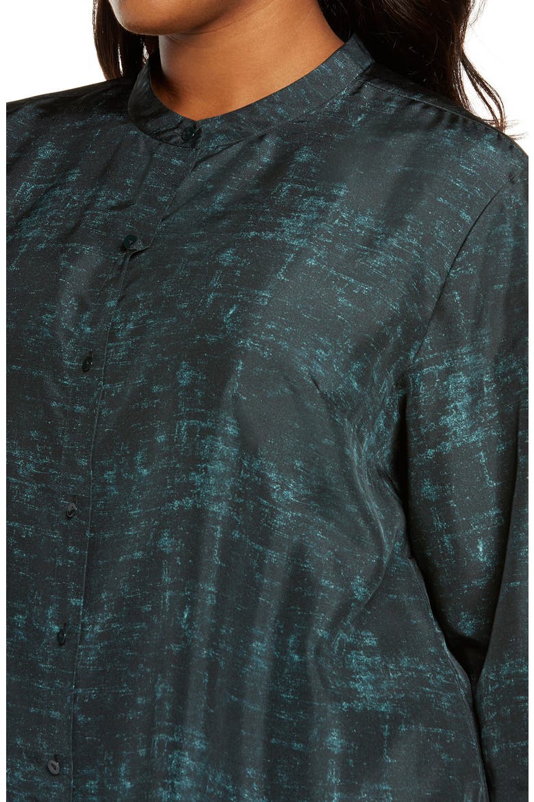 Silk Mandarin Collar Shirt, Alternate, color, FONGT