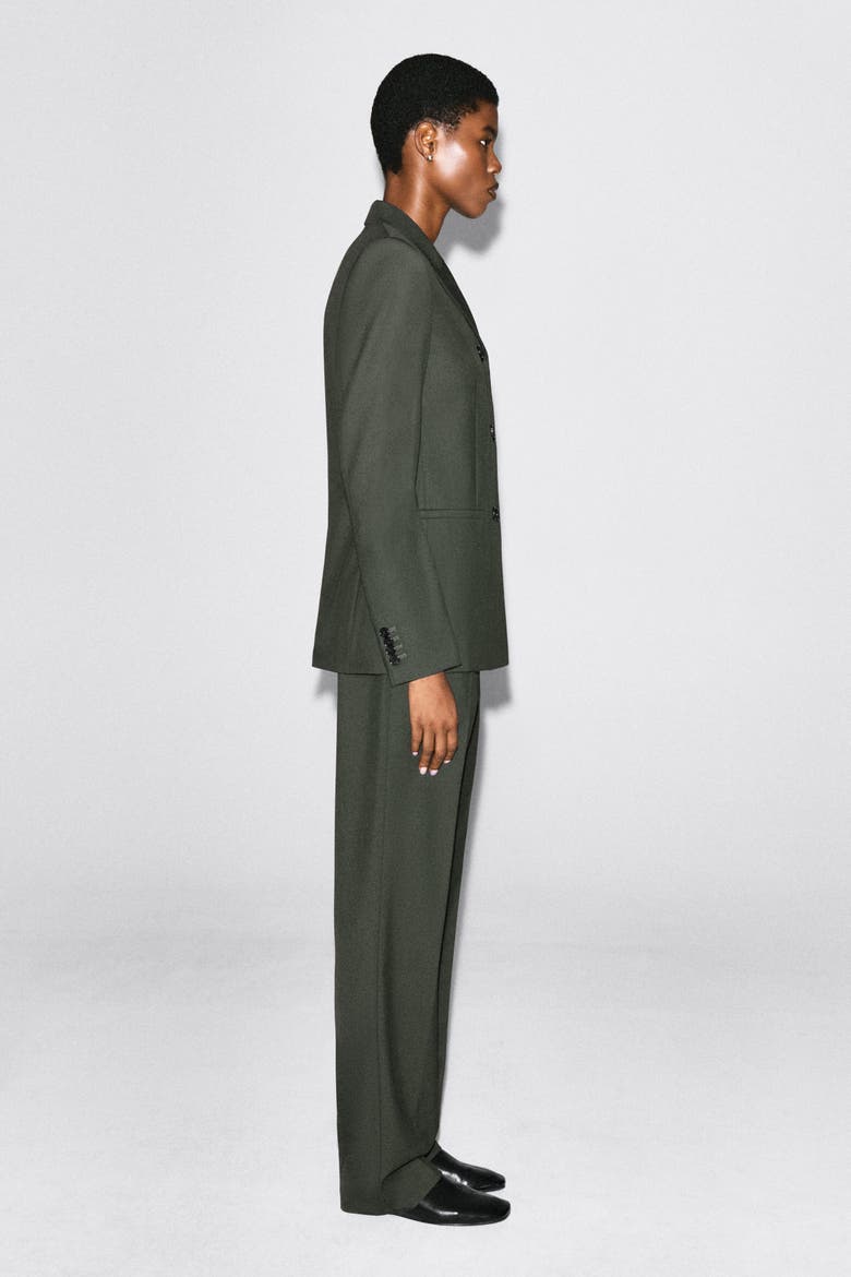 Wool-Blend Double-Breasted Blazer, Alternate, color, KHAKI