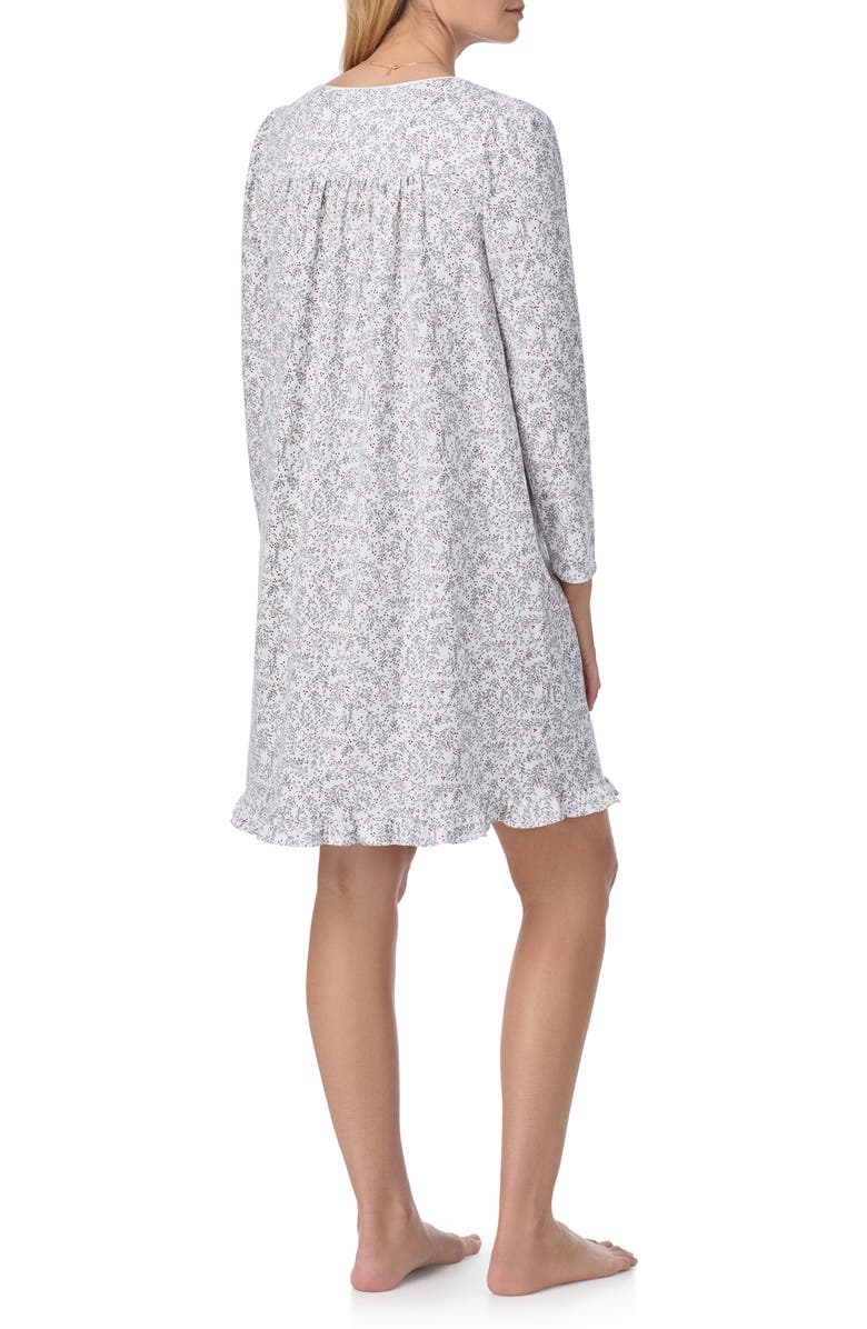 Eileen West Long Sleeve Cotton Jersey Short Nightgown, Alternate, color, White Floral