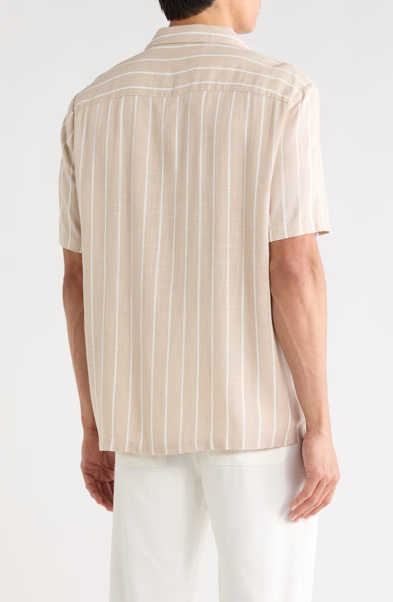 DENIM AND FLOWER Stripe Camp Shirt, Alternate, color, Khaki