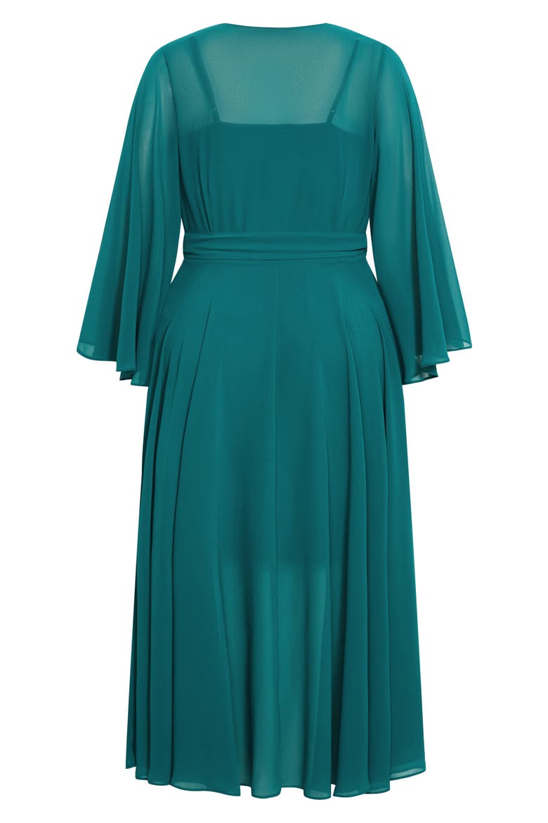 Fleetwood Long Sleeve Chiffon Wrap Dress, Alternate, color, ALPINE
