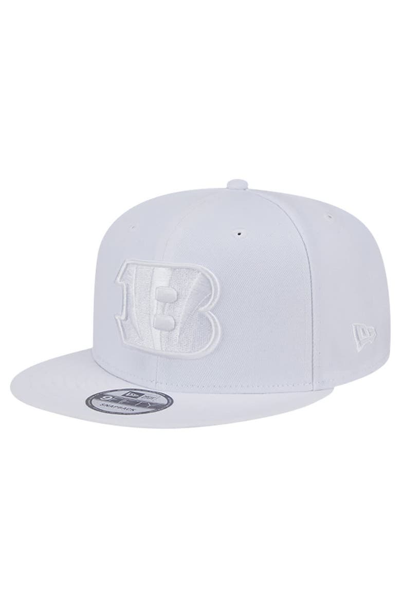 New Era Men's New Era Cincinnati Bengals Main White on White 9FIFTY Snapback Hat, Main, color, White
