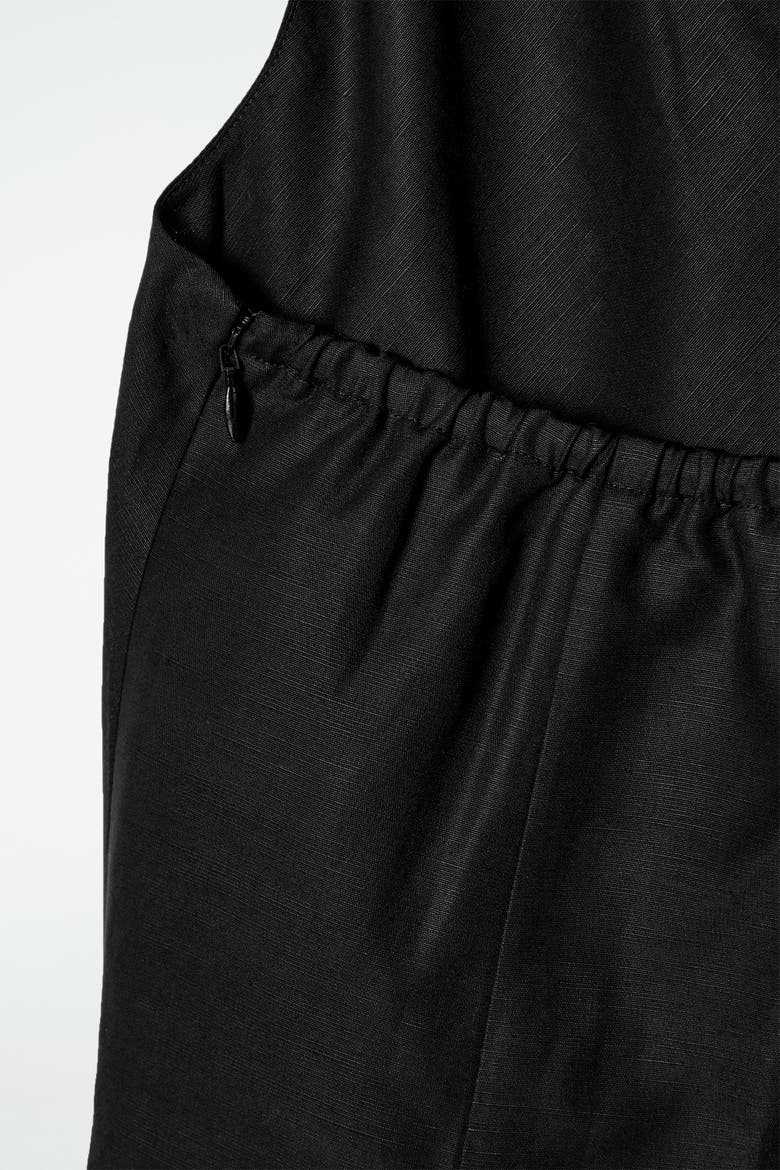 Twist-Detail Linen-Blend Top, Alternate, color, BLACK