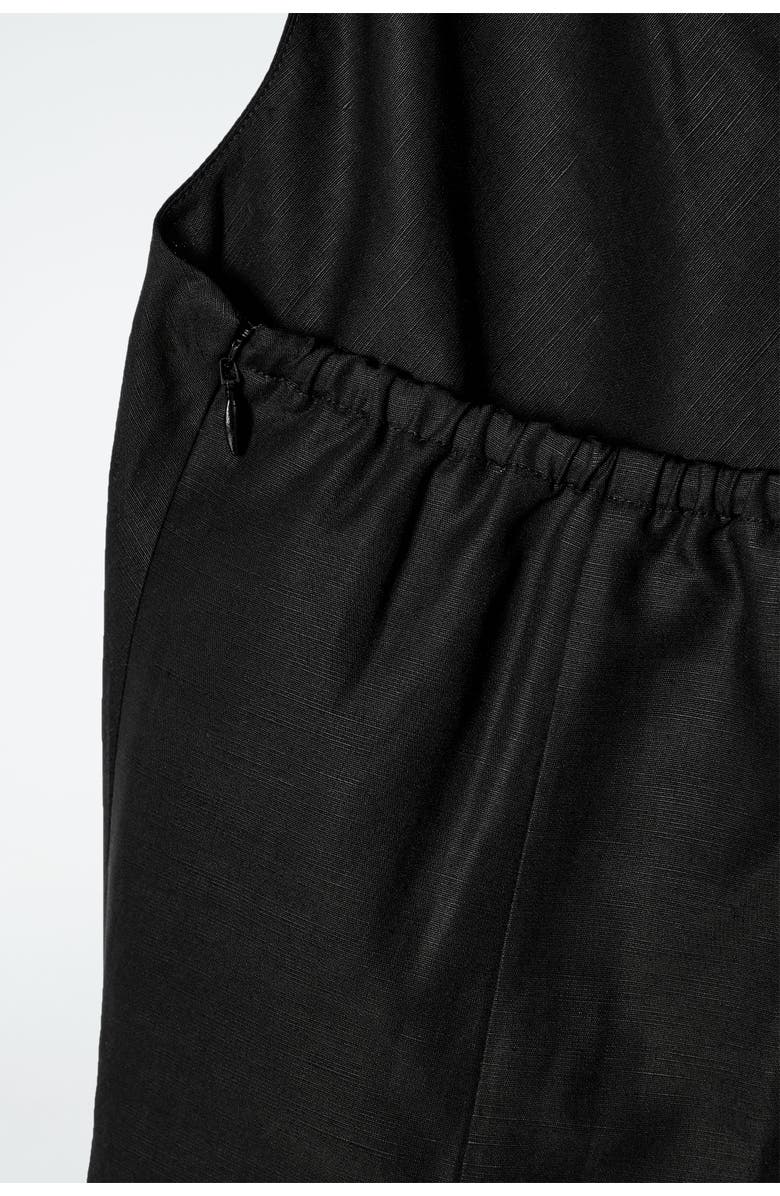 COS Twist-Detail Linen-Blend Top, Alternate, color, Black