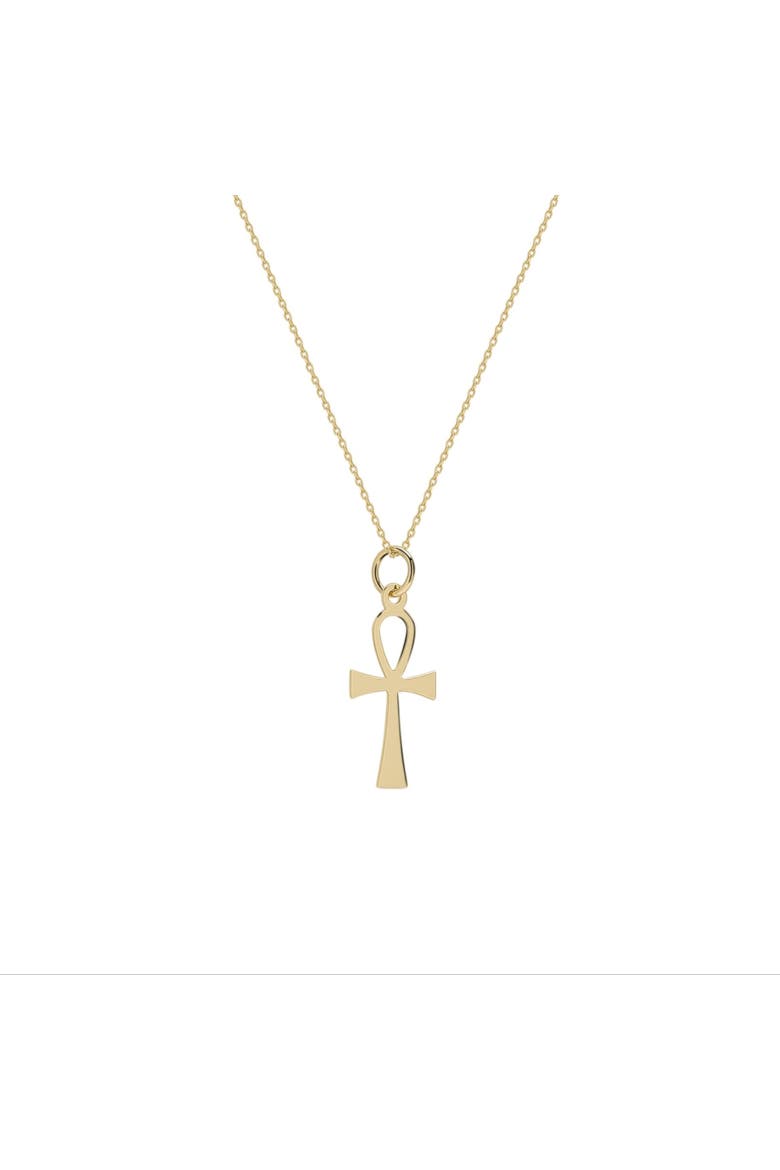 9k Solid Gold Egyptian Ankh Necklace, Main, color, Gold