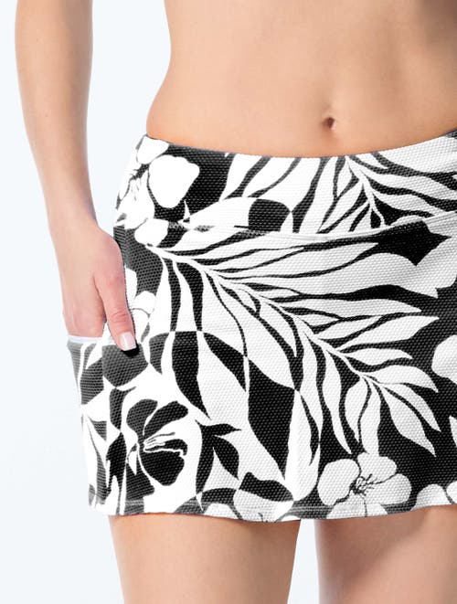 Beach House Textured Tropical Emma Swim Skort In White