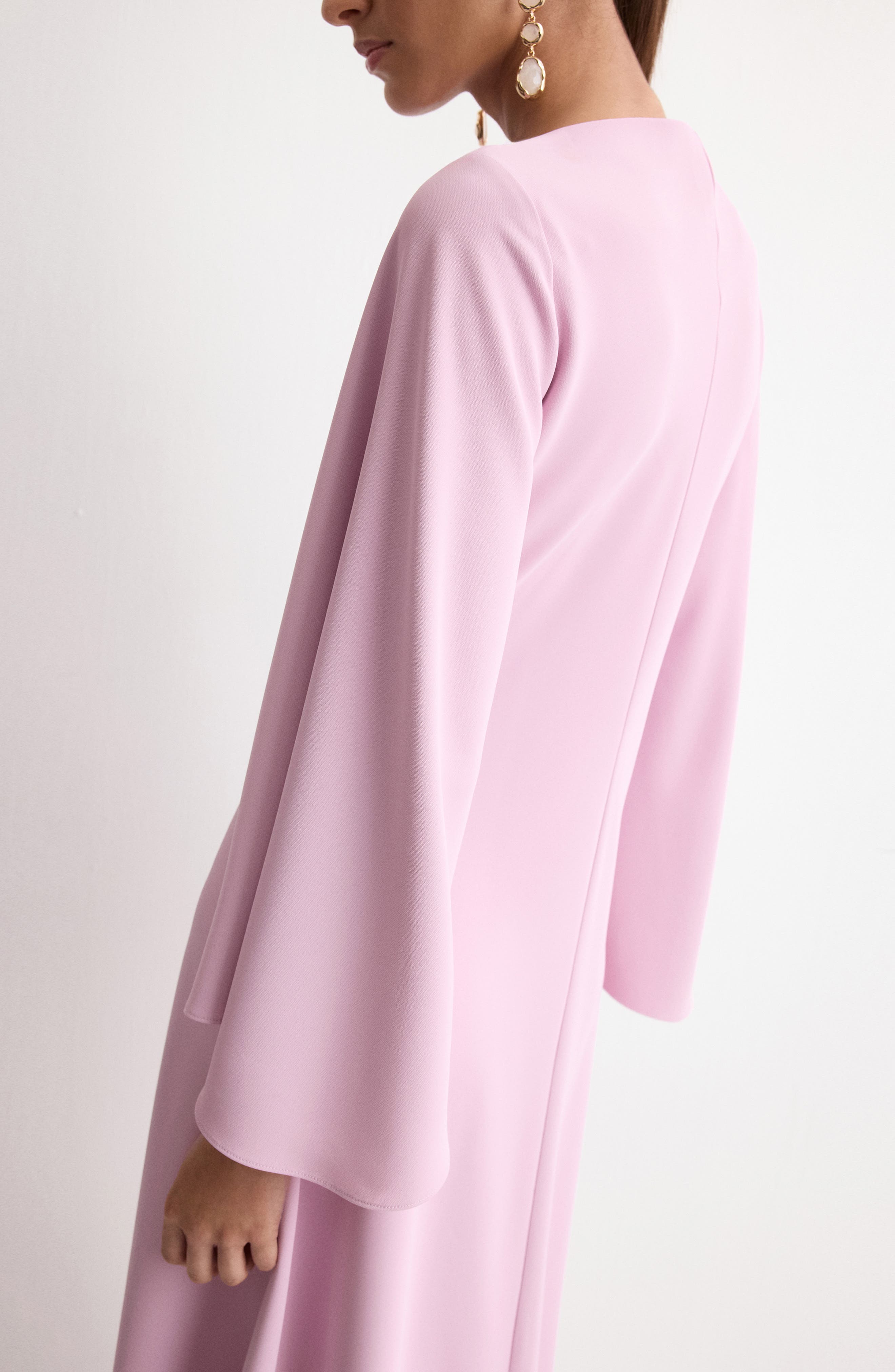 flared sleeve dress for women Black Flowy Flared Sleeve Dress X29155